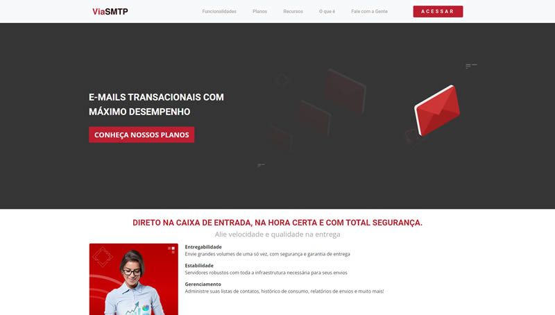 Landing Page e Dashboard - ViaSMTP
